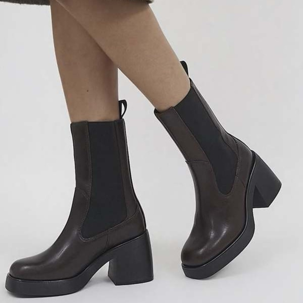 Vagabond Brooke Boots - Java Chucky Heeled Chelsea boots - Size 36 EU/ 6 US